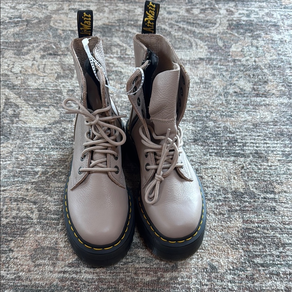 Dr. Martens vintage taupe platform soft leather boot